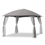 Tuinpaviljoen met stalen frame en zijwanden, LECO, grijs / lichtgrijs